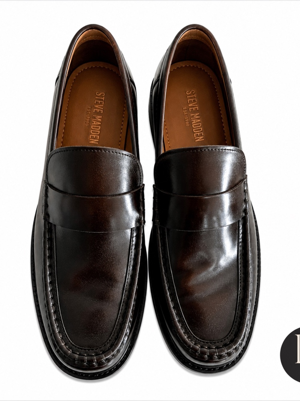 Steve Madden Brodie Men’s Dark Brown Leather Penny Loafers Lug Sole Size 11.5